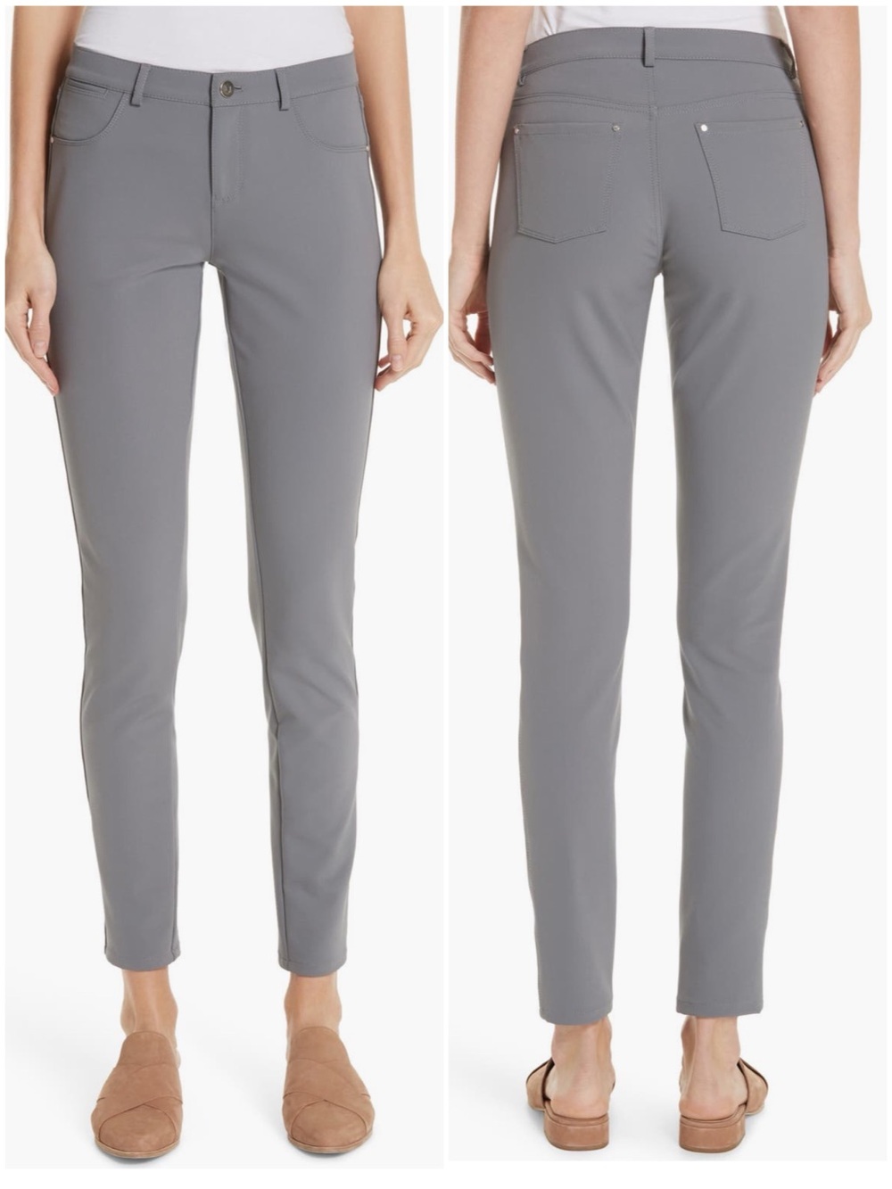 LAFAYETTE 148 New York Women’s Size 12 Gray Mercer Stretch Mid-Rise Skinny Jeans